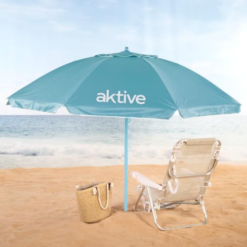 Sombrilla de Playa inclinable D220 cm, Azul, Exterior (62485)