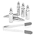 Zalik Whiskey Stones Bullet Shaped Chilling Stones - Stainless Steel Beverage Cooling Rocks Ice Cubes Set Of 6 With Tongs And Velvet Bag - For Whiskey, Vodka, Liqueurs, White Wine And More