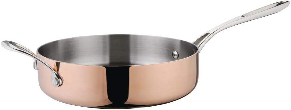 Vogue Induction Tri-Wall Copper Saute Pan - 240mm 9", Silver - Image 3