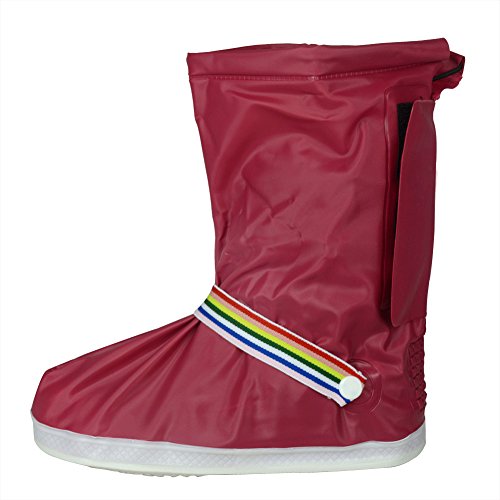 Thicken sole red m reusable waterproof women girls shoes boots co…