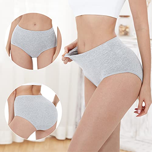 HOPECK Women\'s Cotton Underwear High Waisted Underwear for Women Full Coverage Panties Soft Breathable Briefs Multipack