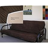 OctoRose Full Size Elastic Around on Backing Bonded Micro Suede Easy Fit Fitted Futon Cover (Chocolate Brown)
