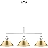 Orwell 3-Light Linear Pendant in Chrome with Brushed Champagne Bronze