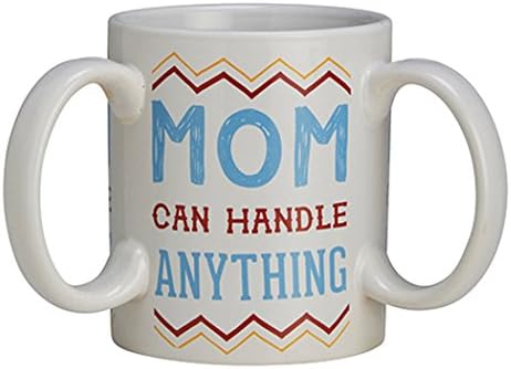 Get a Grip Three Handle Ceramic Coffee Mug, 11 oz - Mom Can Handle Anything