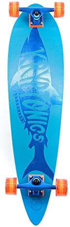 KRYPTONIC WHEELS Kryptonics Skateboards Shark Pin Tail Longboard Factory Complete Skateboard Blue 35.25" x 9.125"
