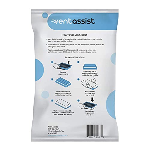 Vent Assist Floor Register Vent Grate Trap and Air Filter Combo Filtration for House HVAC