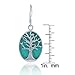 Sterling Silver Natural Turquoise Stone Tree of Life Oval Dangle Earrings