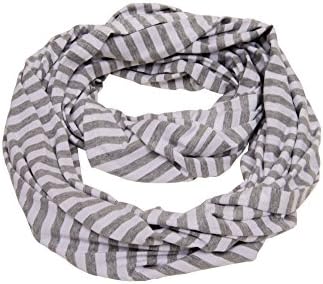 100% Cotton Nursing Breastfeeding Cover Scarf - Baby Car Seat Canopy, Shopping Cart, Stroller, Carseat Covers for Girls and Boys - Best Multi-Use Infinity Stretchy Shawl for Infants Gray/White Stripe