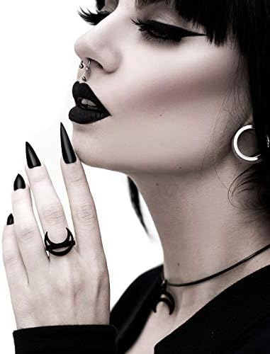 Rogue + Wolf Rhea Black Moon Ring Gothic Jewelry for Women Cool Black Goth Rings Wicca Witch Accessories