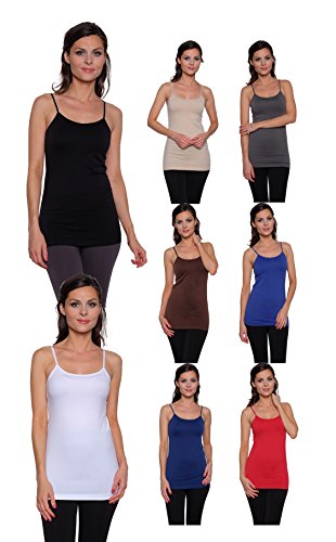 8 Pack Free to Live Women's Seamless Basic Layering Camis