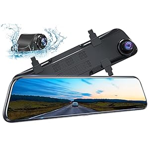 Kingslim DL12 Pro 4K Mirror Dash Cam, 12″ Front and Rear View Camera for Cars with Dual Sony Sensor, GPS, Super Night Vision, Backup Camera and Parking Assistant