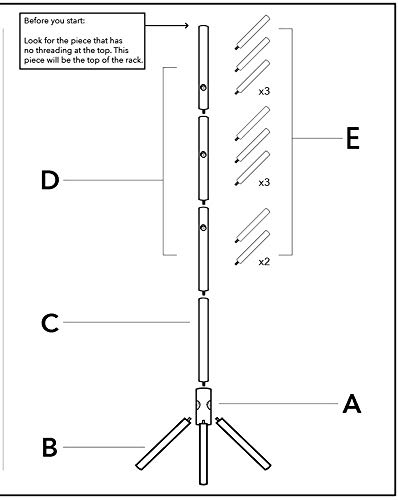 Topline Hat & Coat Rack, Freestanding Wooden - Matte Black