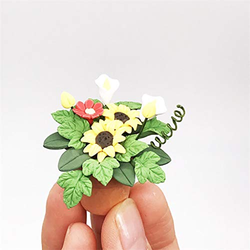 callm 1/12 Miniature Scene Model Dollhouse Accessories Mini Green Plant Flower Kid Toy for The 1:12 or 1:6 Scale Miniature Setting (Yellow) - Thumbnail 2