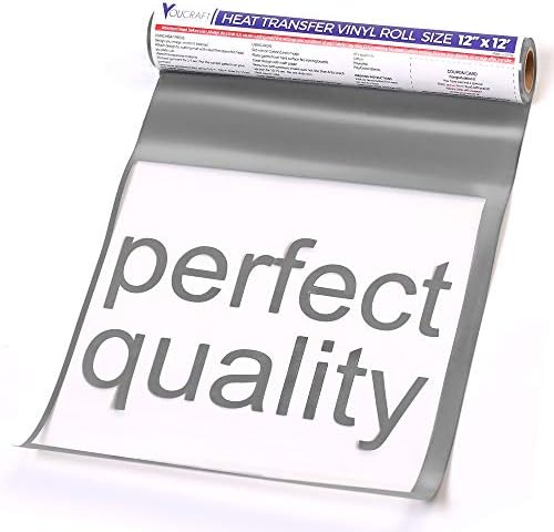 HTV Heat Transfer Vinyl Roll - Iron On Vinyl Roll for T-Shirt (12 inch by 12 feet, Silver)