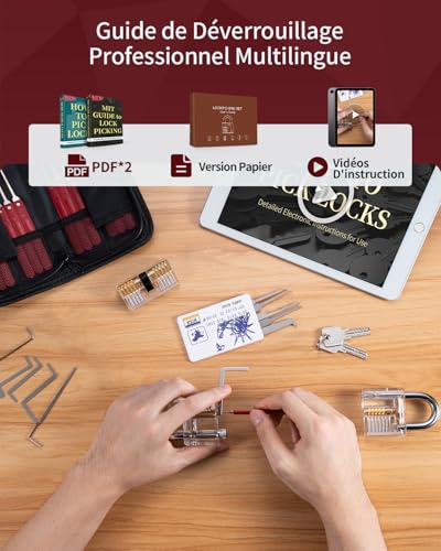 Eventronic Lock Pick Kit 37+5 Pieces, [2026 New Pioneer Edition & New Lockpick Experience] with 5 Transparent Lock Padlocks, for Beginner & Pro Locksmiths