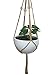 4 Legs Macrame Natural Jute and Cotton Rope Plant Hanger &Holder and Metal Ring, 52-inches Length (Without The White Pot) (Jute-Brown)
