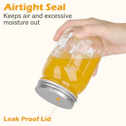 Withosent 500 ml Preserving Jars with Screw Lids, Pack of 6 Mason Jar Jars, Airtight Jam Jars for Overnight Oats, Preservation, Pickles, Honey, Yogurt, Nuts, Sweets
