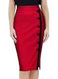 Missmay Women's Vintage Navy Style Split Side Wiggle Pencil Skirt