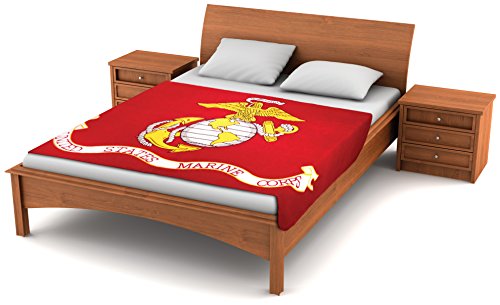 Fuzzy FlagsTM U.S. Marine Corps Flag Fleece Blanket - 6.5 ft. x 4 ft. - Oversized USMC Travel Throw Cover