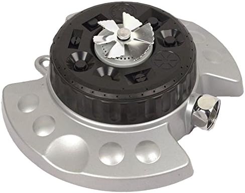 Ray Padula 8-Pattern Deluxe Metal Turret Sprinkler, Combines a Water Vane and Turret Sprinkler, Leak Free Design, 3" H x 8" W x 8" D