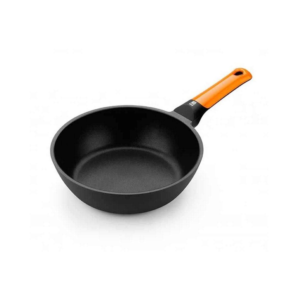 BRA Efficient Orange Frying Pan Honda 24 cm, Cast Aluminium with Non-Stick Platinum Plus, Suitable for All Hobs Including Induction, PFOA