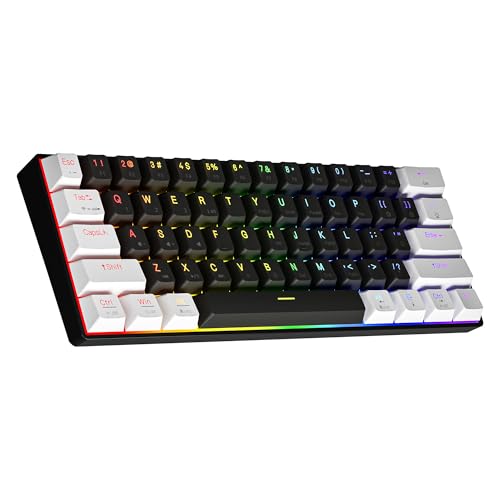 NEWMEN GM610 60 Prozent Tastatur kabellose mechanische Gaming-Tastatur Bluetooth NKRO mit extra Tastenkappen-Set,RGB-Hintergrundbeleuchtung Mechanical