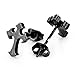 INBLUE Men's Stainless Steel Stud Earrings Black Cross