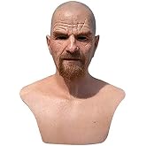 greitenty Old Man Mask Realistic Wrinkle Latex Bald Man Mask Halloween Full Head Costume Props for Cosplay Party