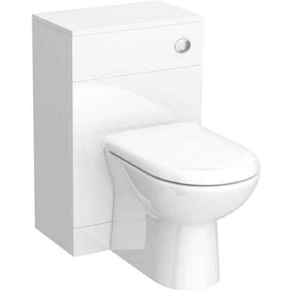 VeeBath Sphinx WC and Back to Wall Toilet, Ceramic D Shape Soft Close Toilet Seat, Concealed Cistern for Bathroom- Gloss White (Flat Pack)