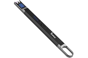 SUPRUS Candle Lighter Electric Arc Lighter Windproof Flameless USB Rechargeable Lighter with LED Light for Candle Camping BBQ Cooking (Black)