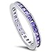 Princess Cut Simulated Amethyst .925 Sterling Silver Eternity Band Sizes 3-12