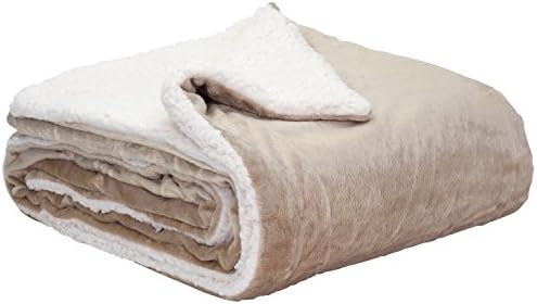 Faux Micro Mink Sherpa Blanket with Reversible Soft Lamb Wool- Couch and Bed TV Throw Blanket Large Size 50" X 60" with Travel Zipper Bag - Soft and Cozy for Men, Women and Kids (Camel)	