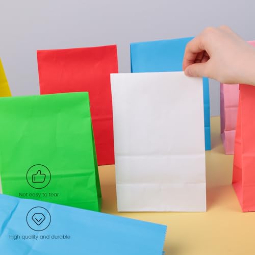 JOHOUSE 24PCS Party Favor Paper Bags, 8 Colors Gift Bags with Stickers Treat Bag Goody Bags for Wedding Birthday Baby Shower