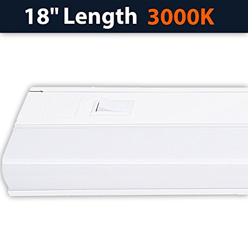 Hardwired LED Under Cabinet Task Lighting – 12 Watt, 18″, 1050 Lumen, 3000K (Warm White), Metal Base Frost for Kitchen, Bed Board