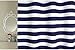 Eforcurtain Nautical Stripes Fabric Shower Curtain,Navy and White, Stall Size 54 by 78-inch Extra Long