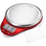 Digital Kitchen Scale with Dough Scraper, NUTRI FIT High Accuracy Multifunction Food Scale with Fingerprint Resistant Coating,Tare &amp; Auto Off Function Red