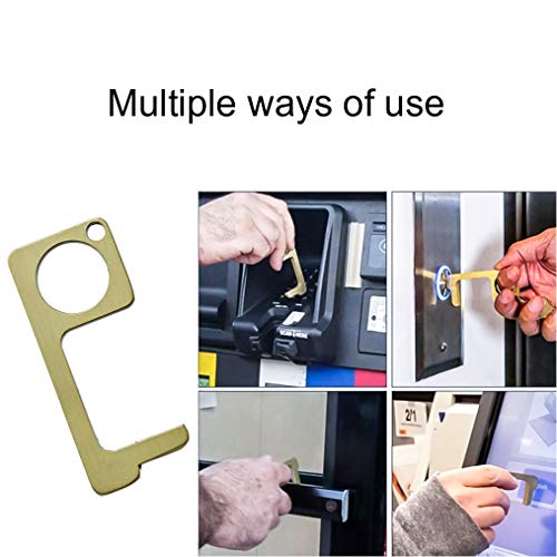 PHYLES Ouvre-porte sans contact de sécurité, en laiton et nickelé, outil à main sans contact, facile à transporter, outil pour poignée de porte publique en plein air avec écran tactile - 2 pièces