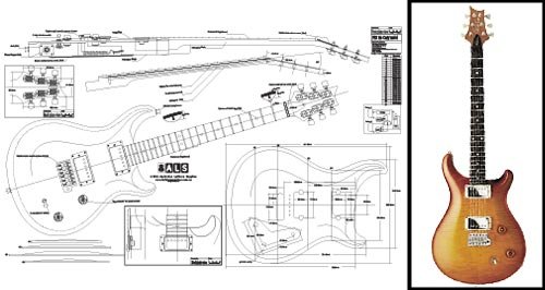 Aust Luthiers Supplies Plan of PRS McCarty Electric Guitar - Full Scale Print