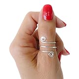 Sterling Silver Faceted Swirl Wire Wrap Adjustable Thumb Ring