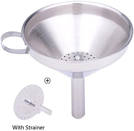 Stainless Steel Kitchen Funnel with Removable Strainer,Filter for Essential,Cooking Oils, Flask Funnel for Transferring of Liquid, Fluid, Dry Ingredients &amp; Powder,5- Inch,Silver