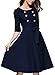 Miusol Women's Vintage 3/4 Sleeve Navy Style Belted Retro Evening Dress