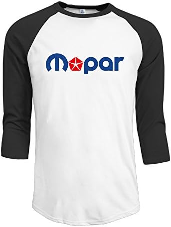 Men's Mopar Car SRT Ram Viper Logo Contrast Baseball 3/4 Sleeve Tee White