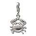 SilberDream Charm funny crab white zirconia 925 Sterling Silver Pendant Lobster Clasp FC683