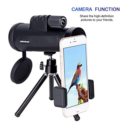 Monocular Telescope, 12 X 42 HD Compact Monocular with Phone Adapter and Metal Tripod, Waterproof Fog-Proof BAK4 Prisms Scope for Adults Bird Watching, Hunting, Camping,Traveling - Thumbnail 3