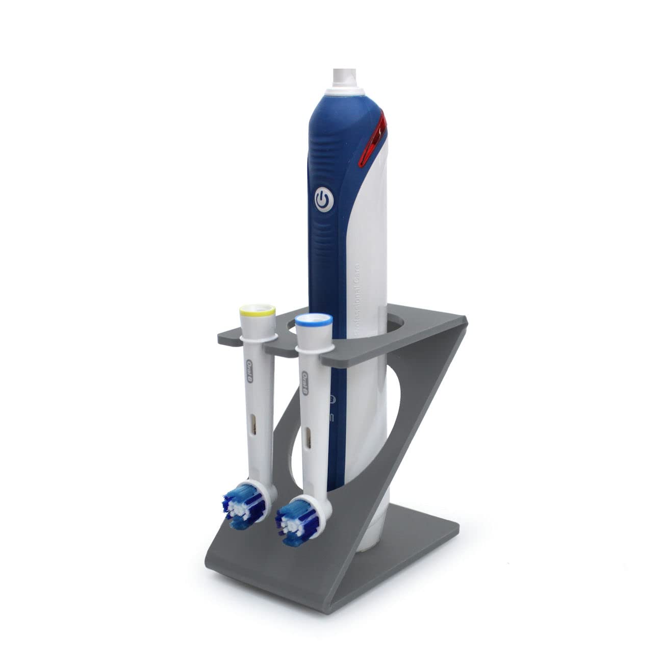 Electric Toothbrush Caddy Toothbrush Head Holder Stand Compatible for Oral B (2 Heads + 1 Toothbrush) (Matt Grey)