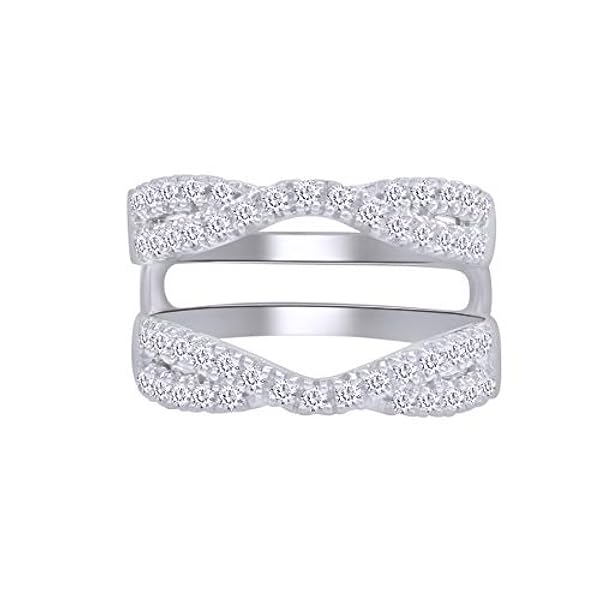 Affy 1 00カラット ダブルインフィニティウェディングリングガードエンハンサー スターリングシルバー キュービックジルコニア们き