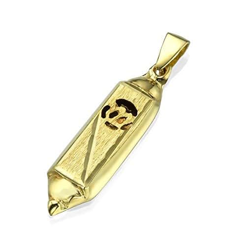 Mezuzah Pendant 14k Yellow Gold Jewish Jewelry Judaica
