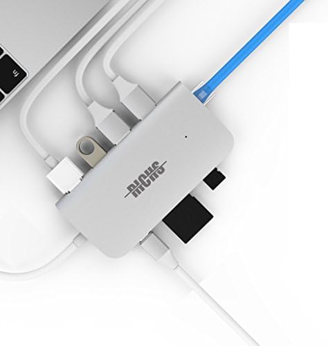RICHS 8 in 1 Type C Multi Port Hub Adapter with USB-C Charging Port, 4K HDMI, 3x USB 3.0,SD reader, Micro SD reader and RJ45 connector for MacBook Pro, MacBook,and more TYPE C devices.
