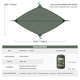 ETROL Camping Hammocks - 2 in 1 Portable Hammock with Mosquito Net,Lightweight Double Hammock for Outdoor,Indoor,Travel… 41WagTewW8S