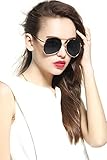 Fashion Womens Large Metal Oversized Aviator Polarized Driver Sunglasses